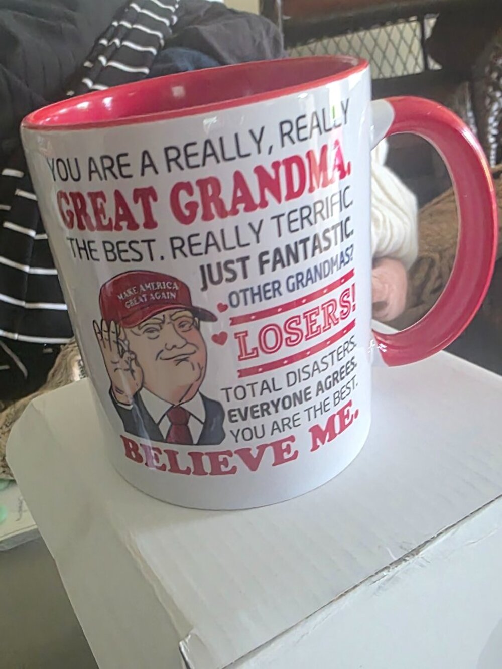 Collectibles coffee mug Trump great grandma terrific maga president
